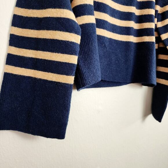 NEW J. Crew Chunky Cropped Stripe Sweater Wool Alpaca Blend Natural Heather XS - Picture 8 of 11